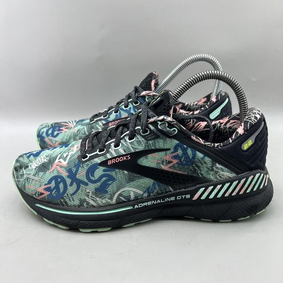 Brooks Adrenaline GTS 22 Running Shoes Women Size 8 Black Blue Comfort Sneakers - Picture 3 of 9
